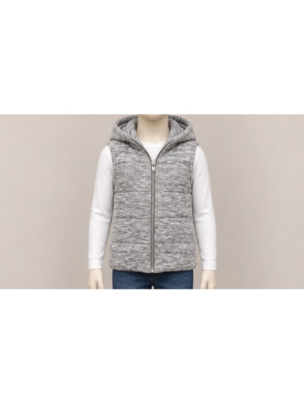 Miss Chievous Gray Marled Hooded Zip Puffer Vest Size M Sleeveless